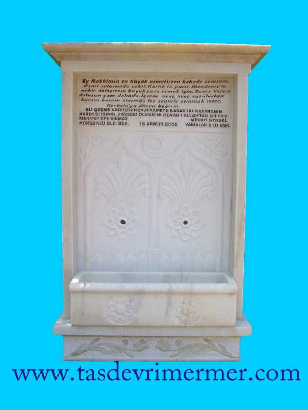 Tek Yönlü Çift Musluklu Mermer Meydan Çeşmesi